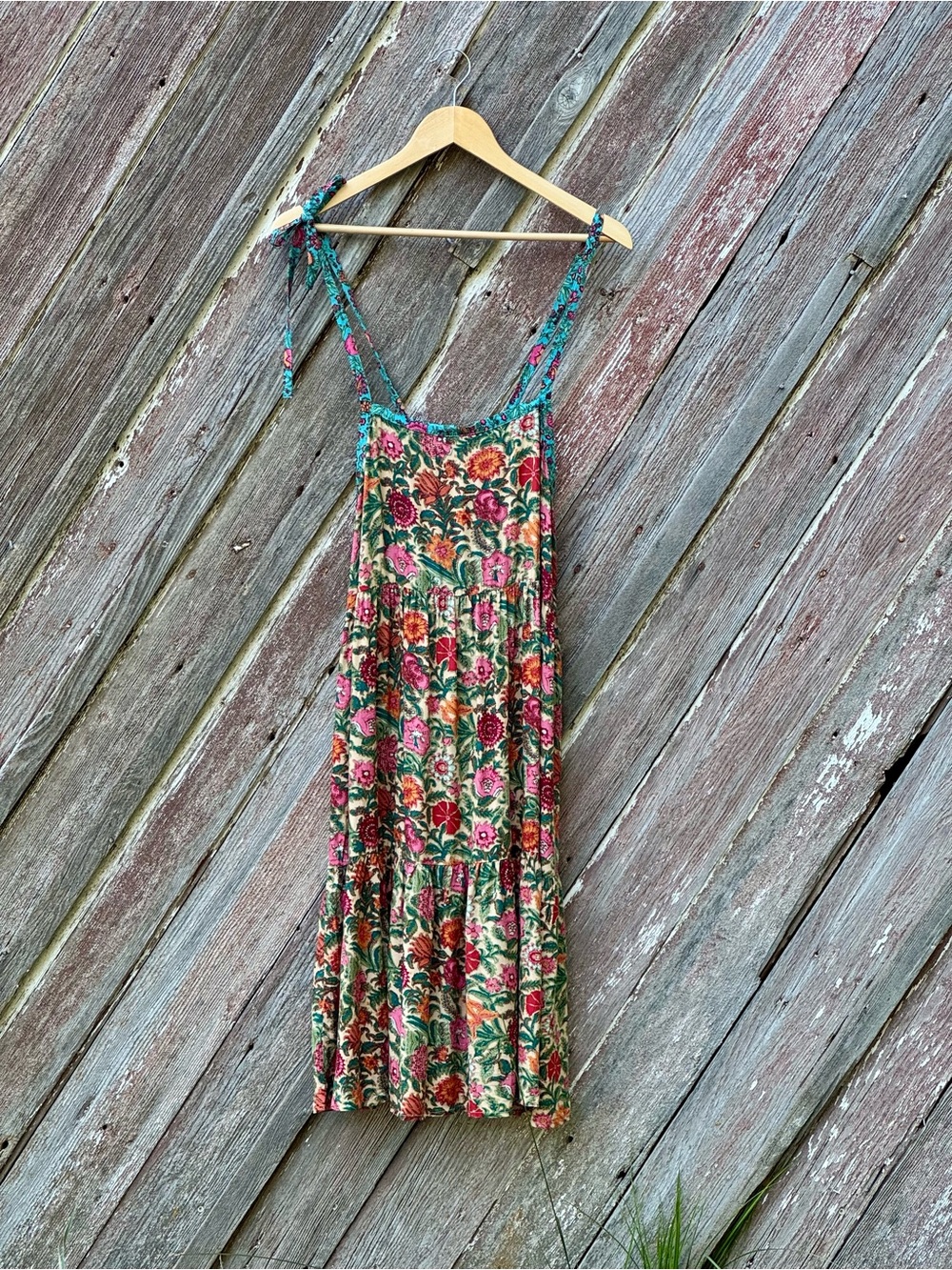 NATURAL LIFE Floral Mini Dress in Green, Pink, Red